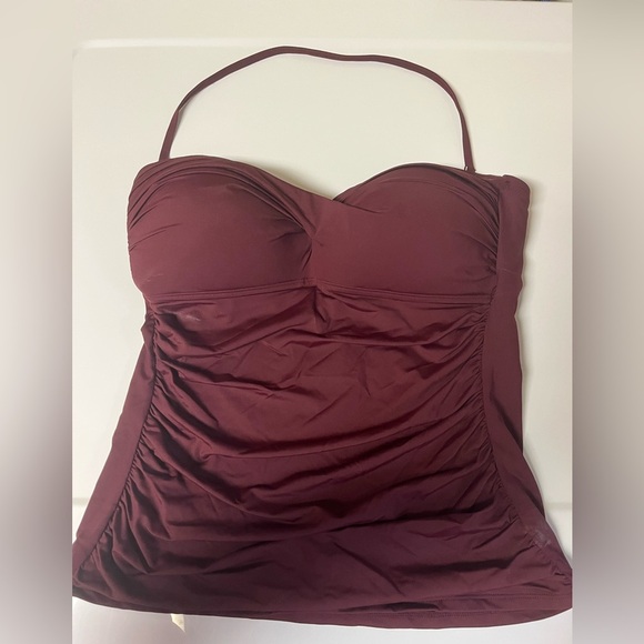 NWT La Blanca Island Goddess Bandeau Tankini Top in Dark Cherry Size 12 - Picture 3 of 5